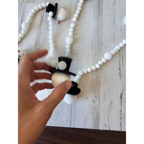 Styrofoam snowman Garland vintage unique top hat - Picture 4 of 5